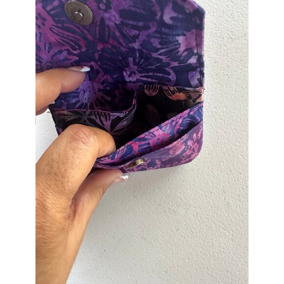 Unbranded Floral Batik Dyed Snap Button 3 Compartment Cards Cash Mini Pouch - Picture 6 of 6